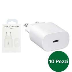 10 x Caricabatterie compatibile 25W Type-C (Blister - Bianco)